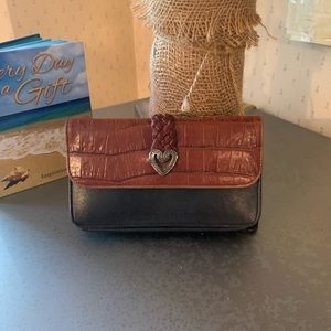 Brighton wallet, Black leather with Brown crocodile embossed leather. Clean